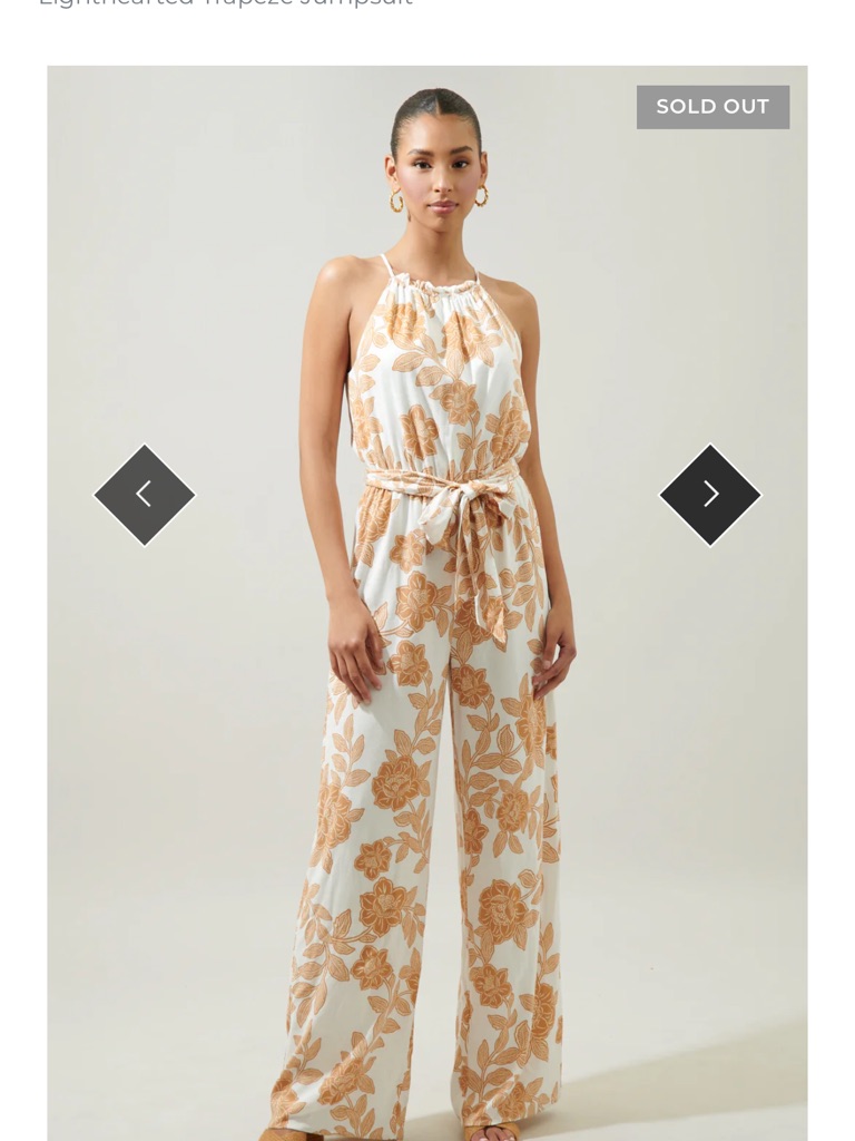 Sugarlips Cream Halter Floral Wide-Leg Jumpsuit With Tan Print